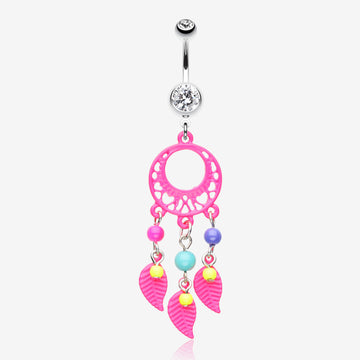 Enchanted Loop Dream Catcher Belly Ring-Pink
